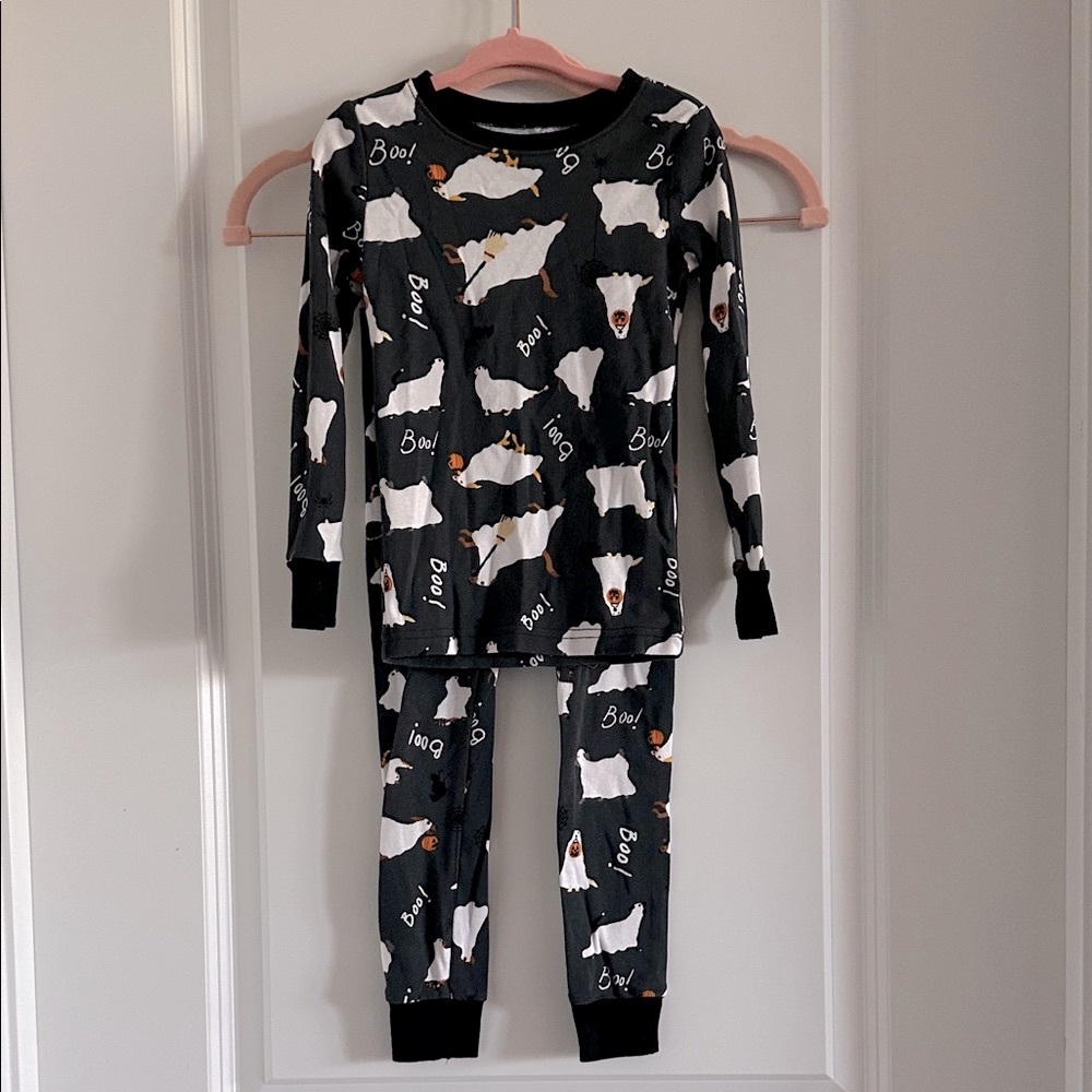 Old Navy Kids Halloween Ghost Puppies Pajama Set - Black and White